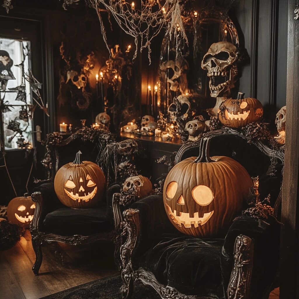 decoration citrouilles fauteuils